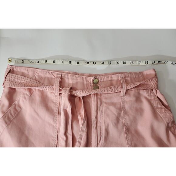 Seven7 Jeans Peachy Pink Crop Wide Leg Pants Size 16 Belted Button Zip Closure - Picture 7 of 10
